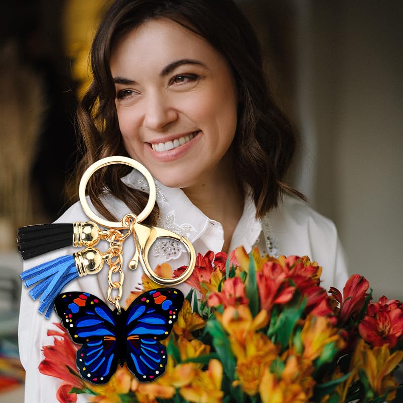 Amazon.co.jp: 青い蝶のキーホルダー 蝶の誕生日プレゼント 女性